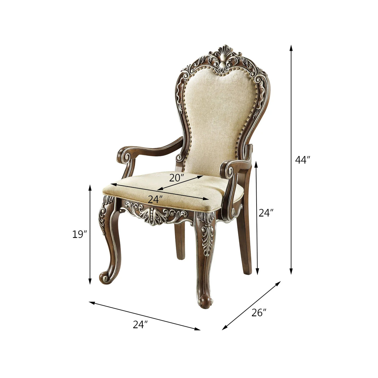 Set of 2 Oak Finish Upholstered Arm Chairs - Omega Lifestyles