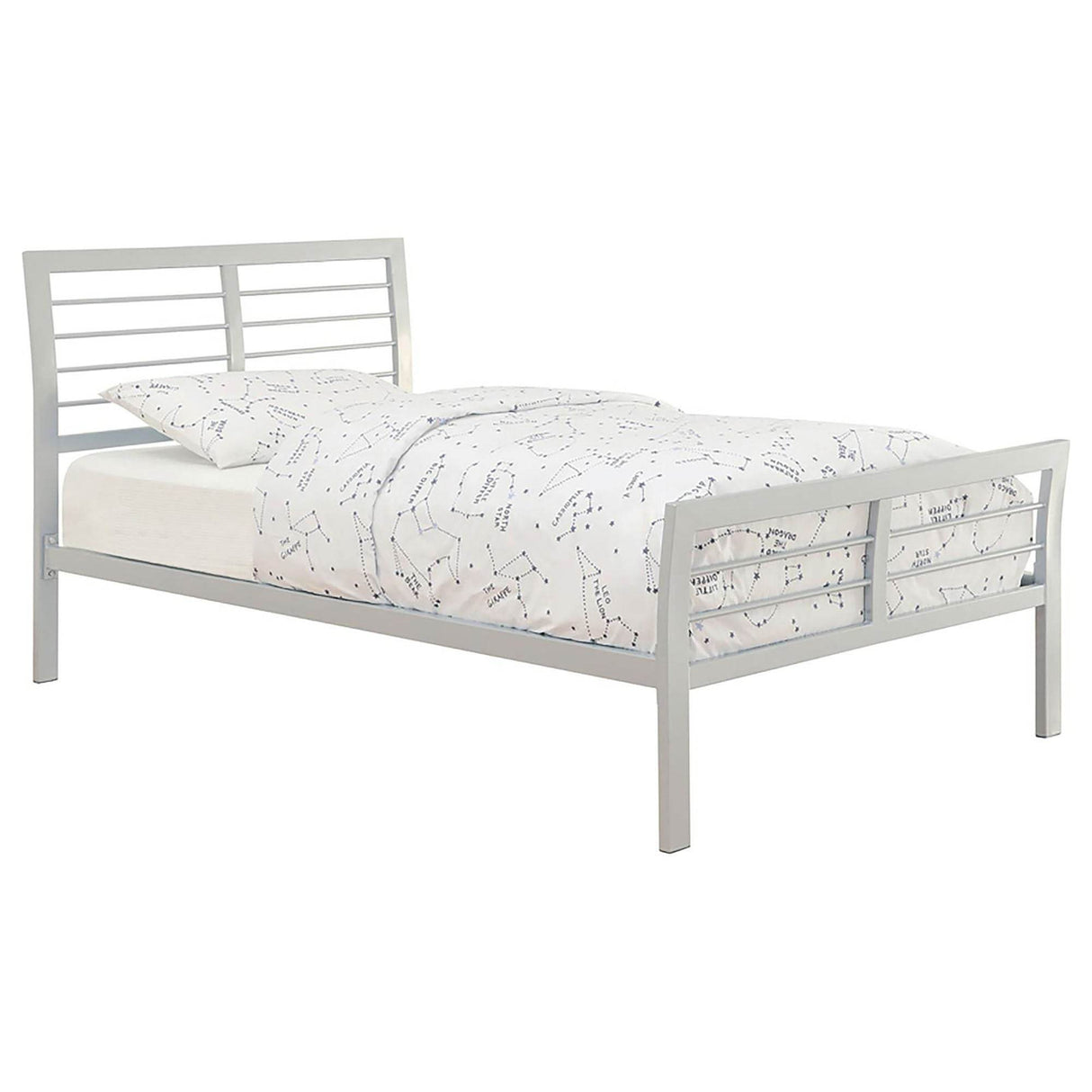 Twin Silver Metal Kids Bed Frame Contemporary - Omega Lifestyles