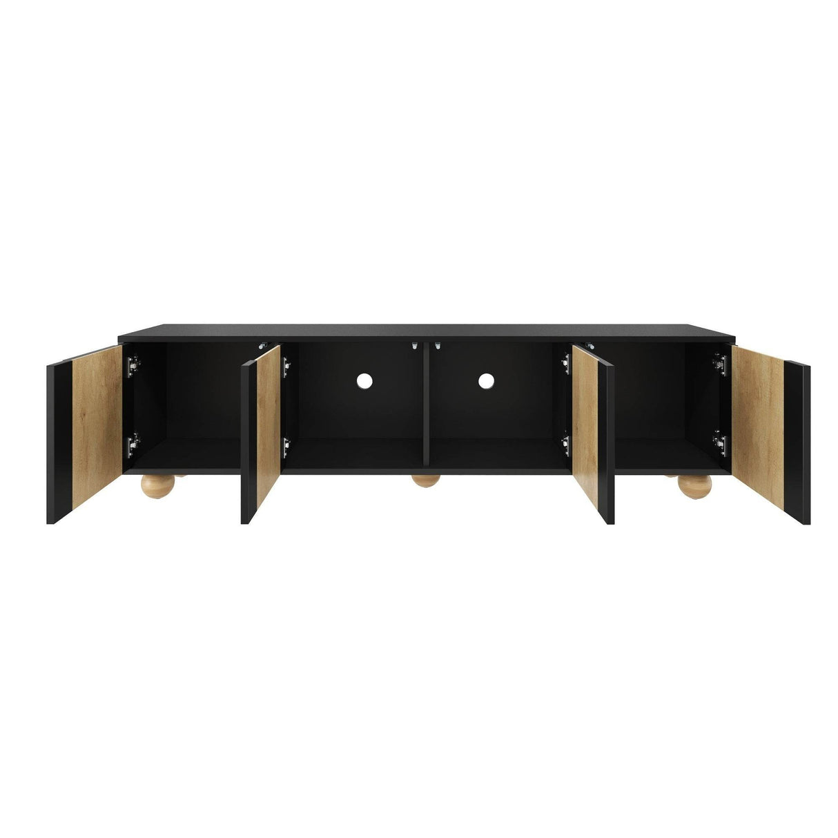 Farmhouse Black MDF Wood Grain TV Stand - Sleep Galleria
