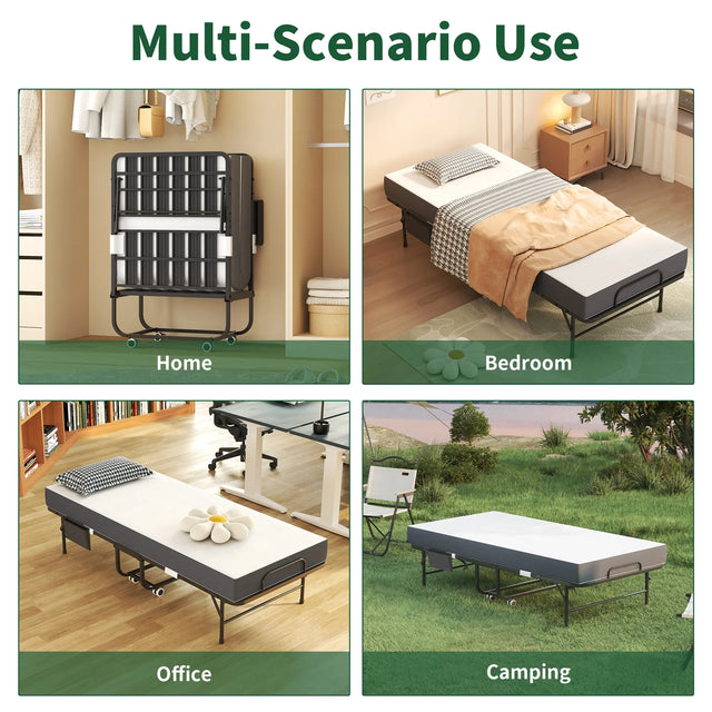 Twin Medium 5-Inch Memory Foam Folding Bed Frame - Omega Lifestyles