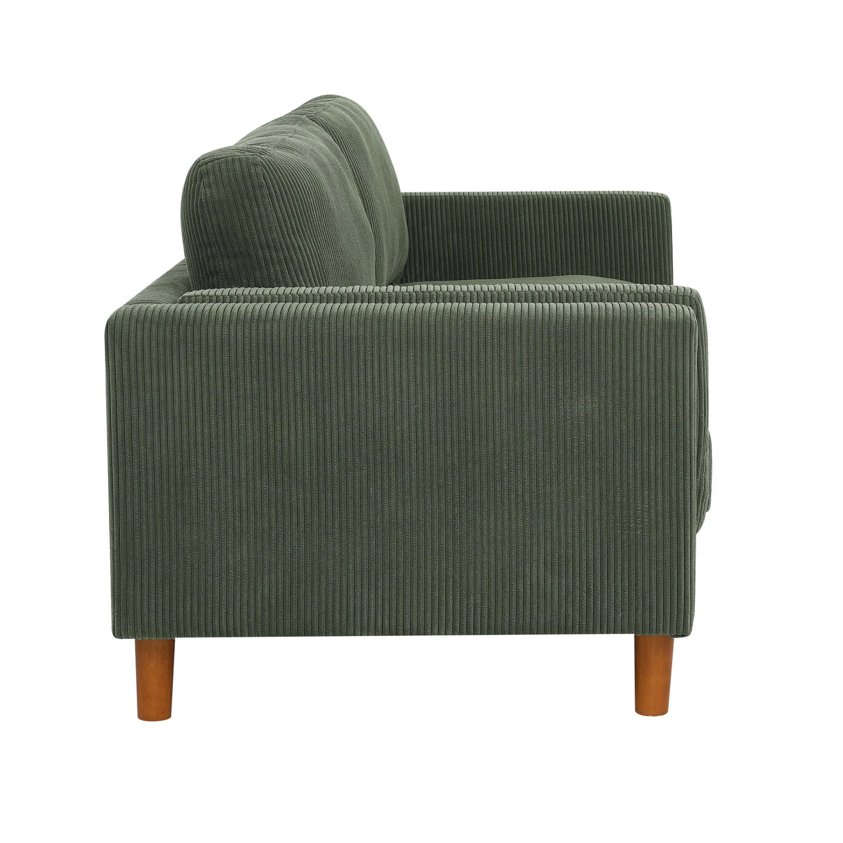 Dark Green Corduroy Upholstered Square Arm 3-Seat Sofa - Omega Lifestyles