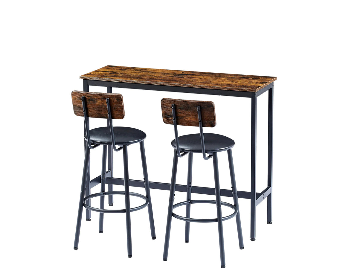 Rustic Brown Particleboard Bar Table Set With Stools - Omega Lifestyles