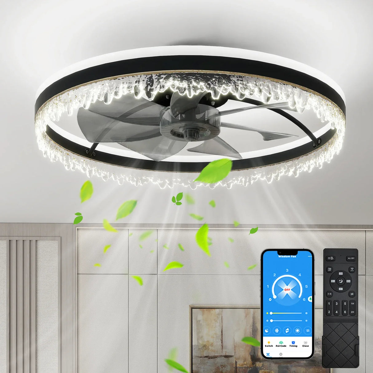 Modern LED Ceiling Fan With Dimmable Light And Remote Control - Omega Lifestyles