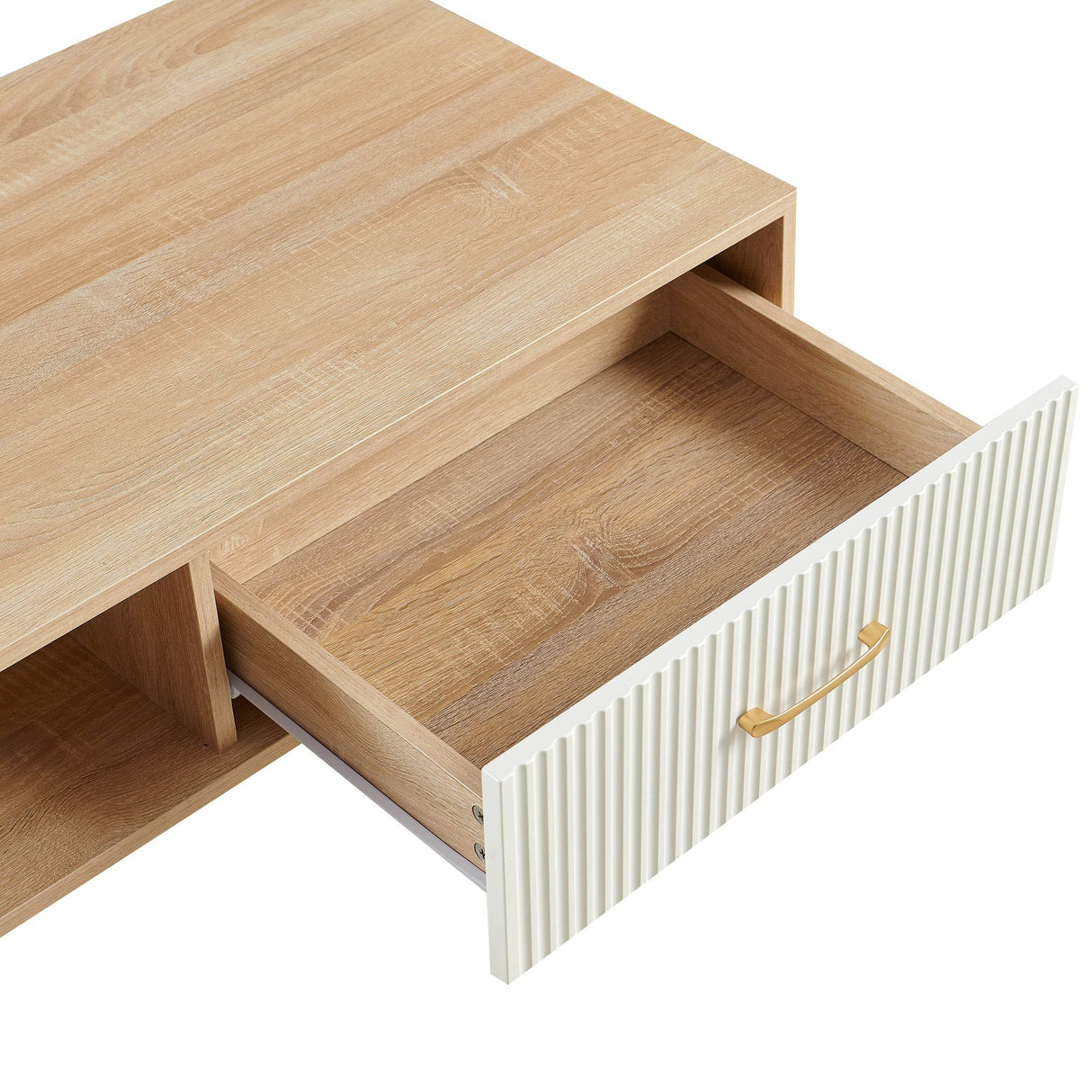 Solid Wood Modern Rectangle Coffee Table With Drawer Storage - Sleep Galleria