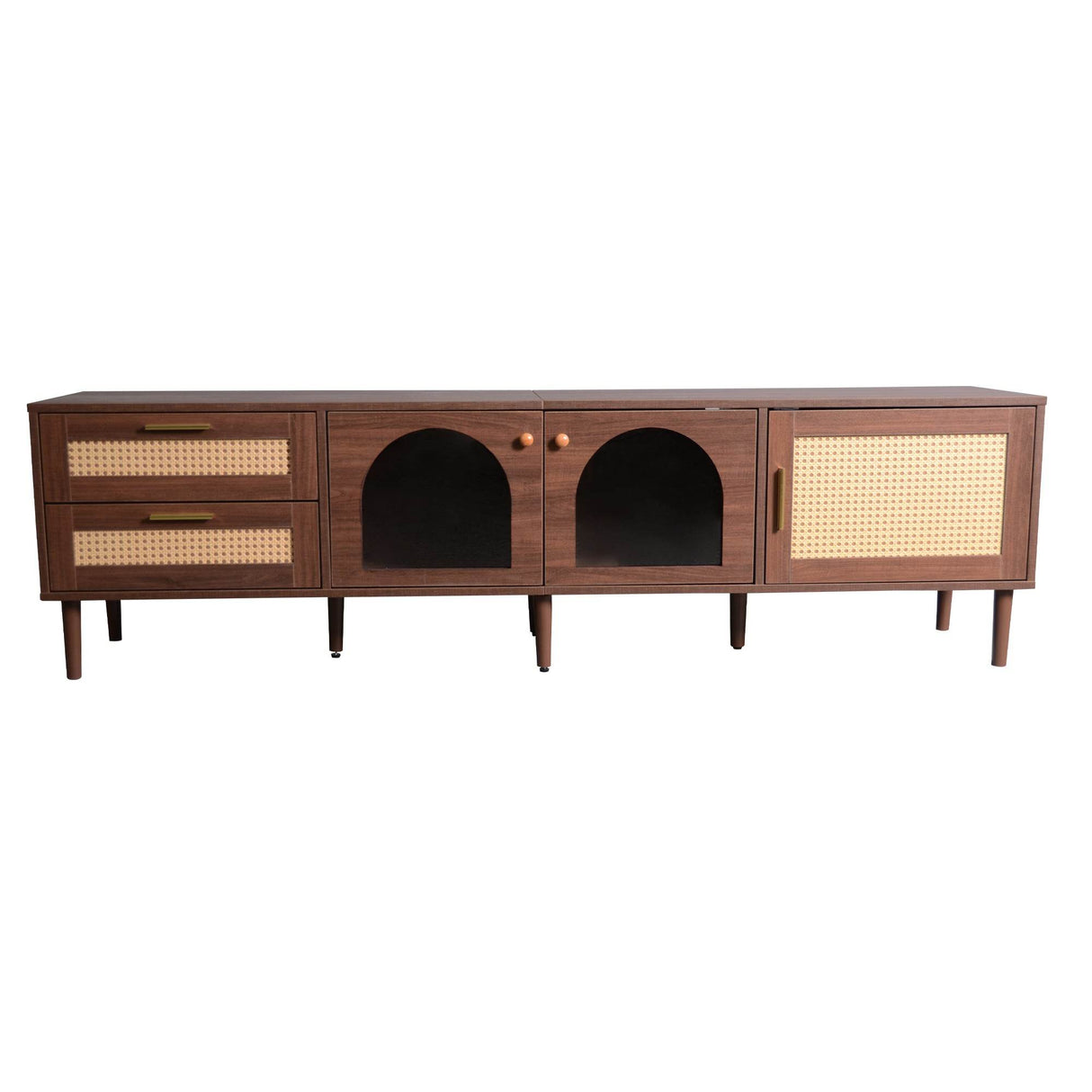 Rattan-Inspired Media Console TV Stand With Storage - Sleep Galleria