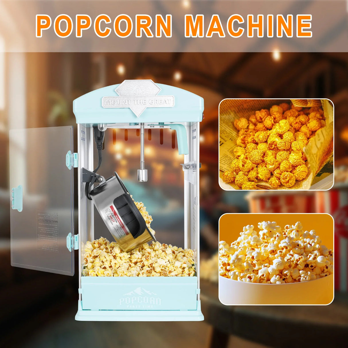 8-Ounce Stainless Steel Kettle Countertop Popcorn Maker - Omega Lifestyles