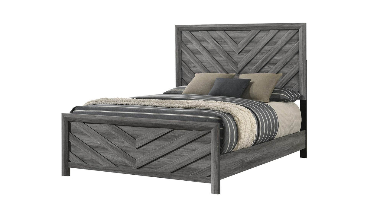 Modern Twin Wood Bed Frame With Headboard Gray