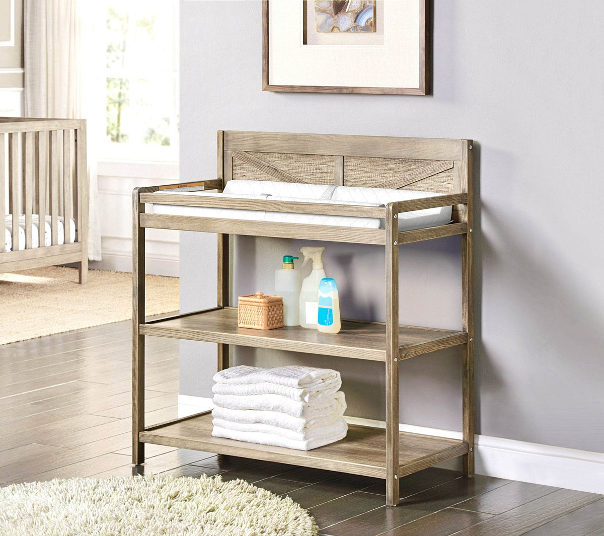 Solid Wood Vintage Chestnut Baby Changing Table