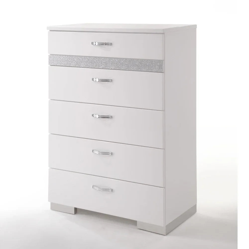 White High Gloss Synthetic Wood Chest With Organizer - Omega Lifestyles