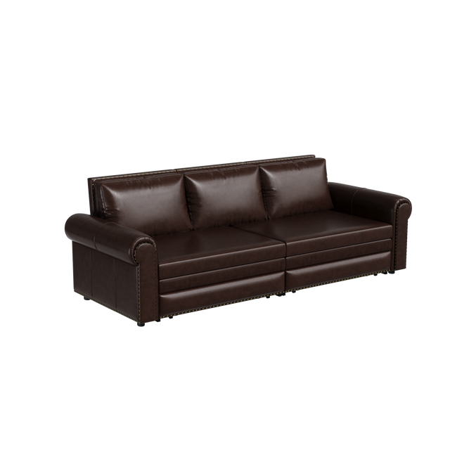3-in-1 Convertible Faux Leather Sleeper Sofa Bed