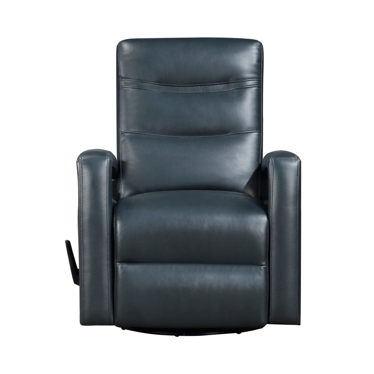 Plush Navy Blue Faux Leather Swivel Glider Recliner Chair - Omega Lifestyles