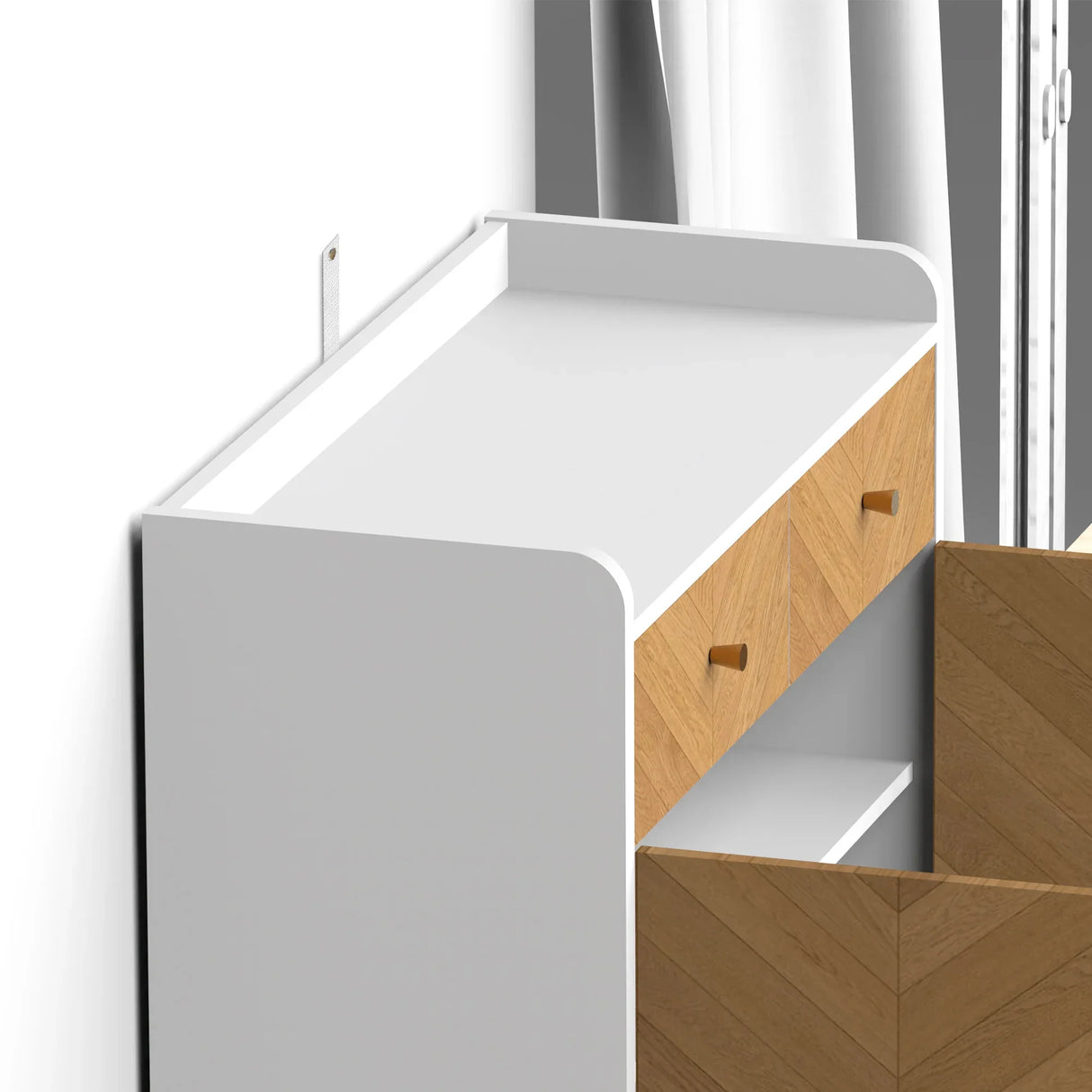 Modern White Herringbone 4-Tier Shoe Cabinet With Drawers - Omega Lifestyles