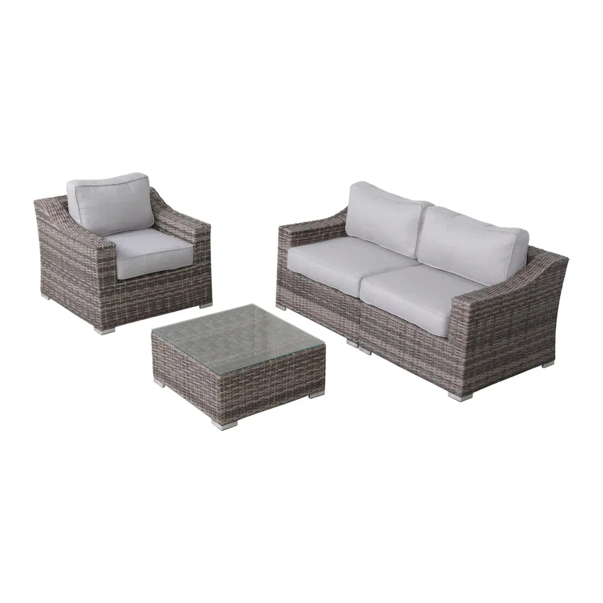 Outdoor Wicker 3-Person Seating Set With Cushions - Omega Lifestyles