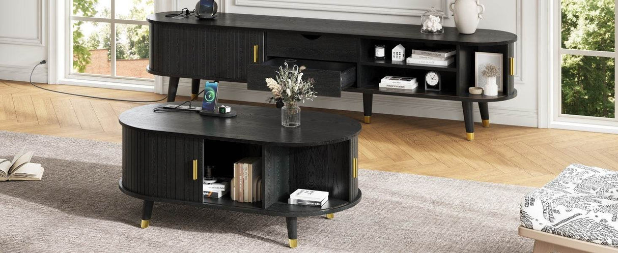 Mid-Century Modern TV Stand And Coffee Table Set - Sleep Galleria