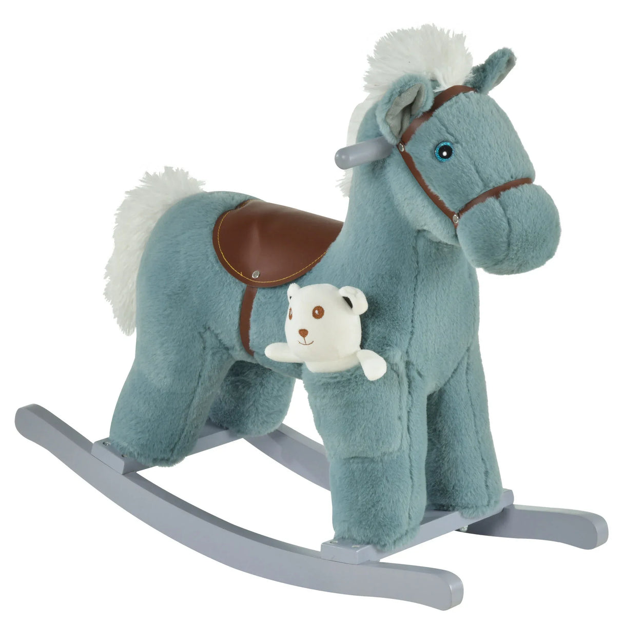 Kids Plush Ride-On Rocking Horse With Realistic Sounds - Omega Lifestyles