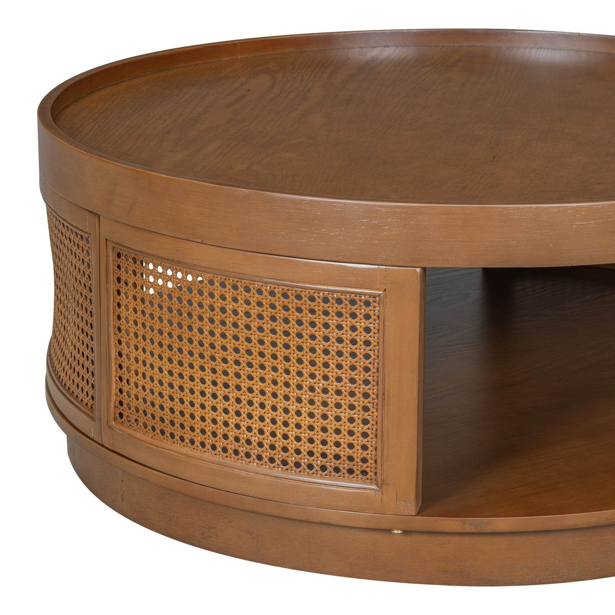 Mid-Century Modern Round Cane Coffee Table - Sleep Galleria