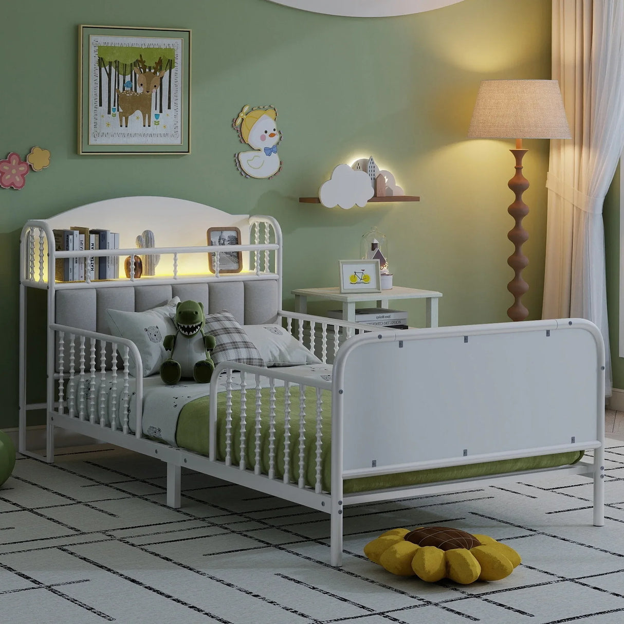 Twin Metal Platform Bed Frame With LED Light - Omega Lifestyles