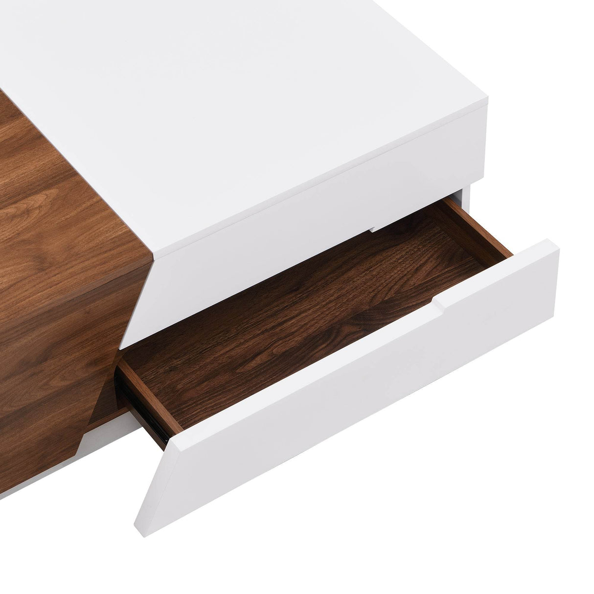 Modern Extendable Sliding Top White Walnut Coffee Table - Sleep Galleria