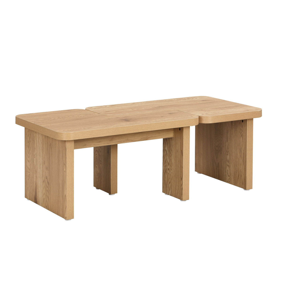 L-Shaped Oak MDF Detachable Farmhouse Coffee Table - Sleep Galleria