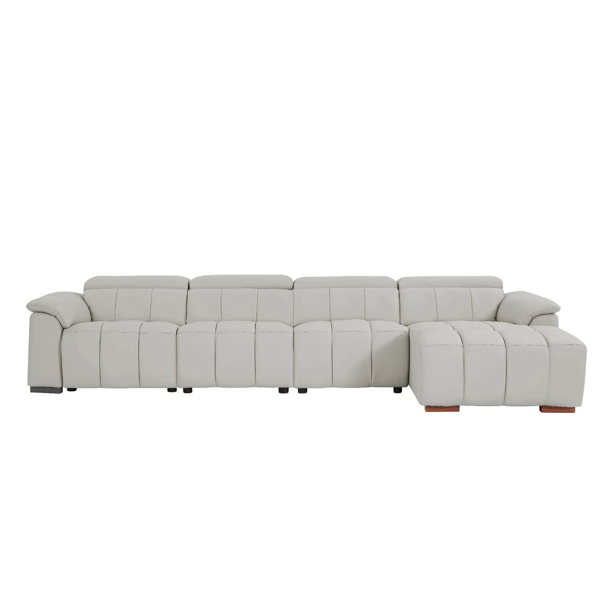 Electric Control Genuine Leather 4-Seat Reclining Chaise Sofa - Omega Lifestyles