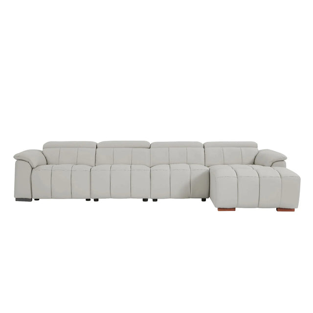 Electric Control Genuine Leather 4-Seat Reclining Chaise Sofa - Omega Lifestyles