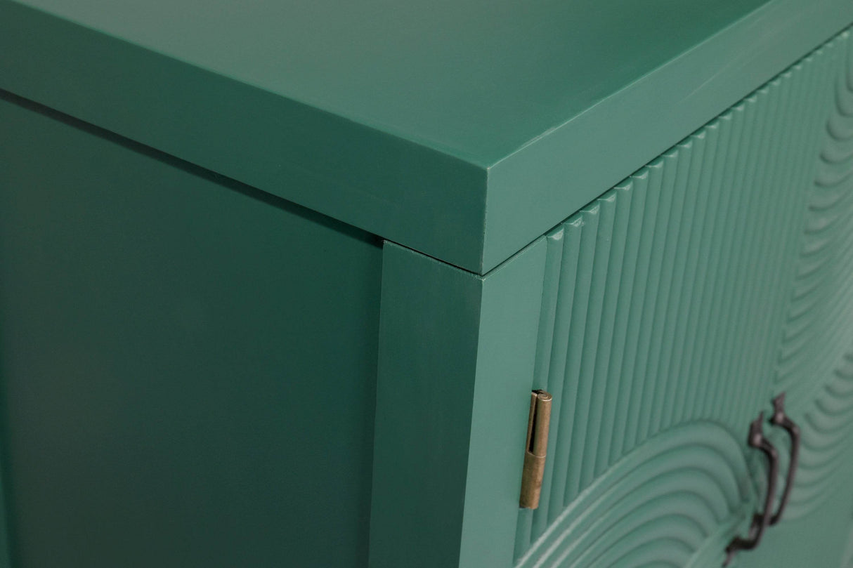 Vintage Green Accent MDF Cabinet With 4 Doors - Sleep Galleria