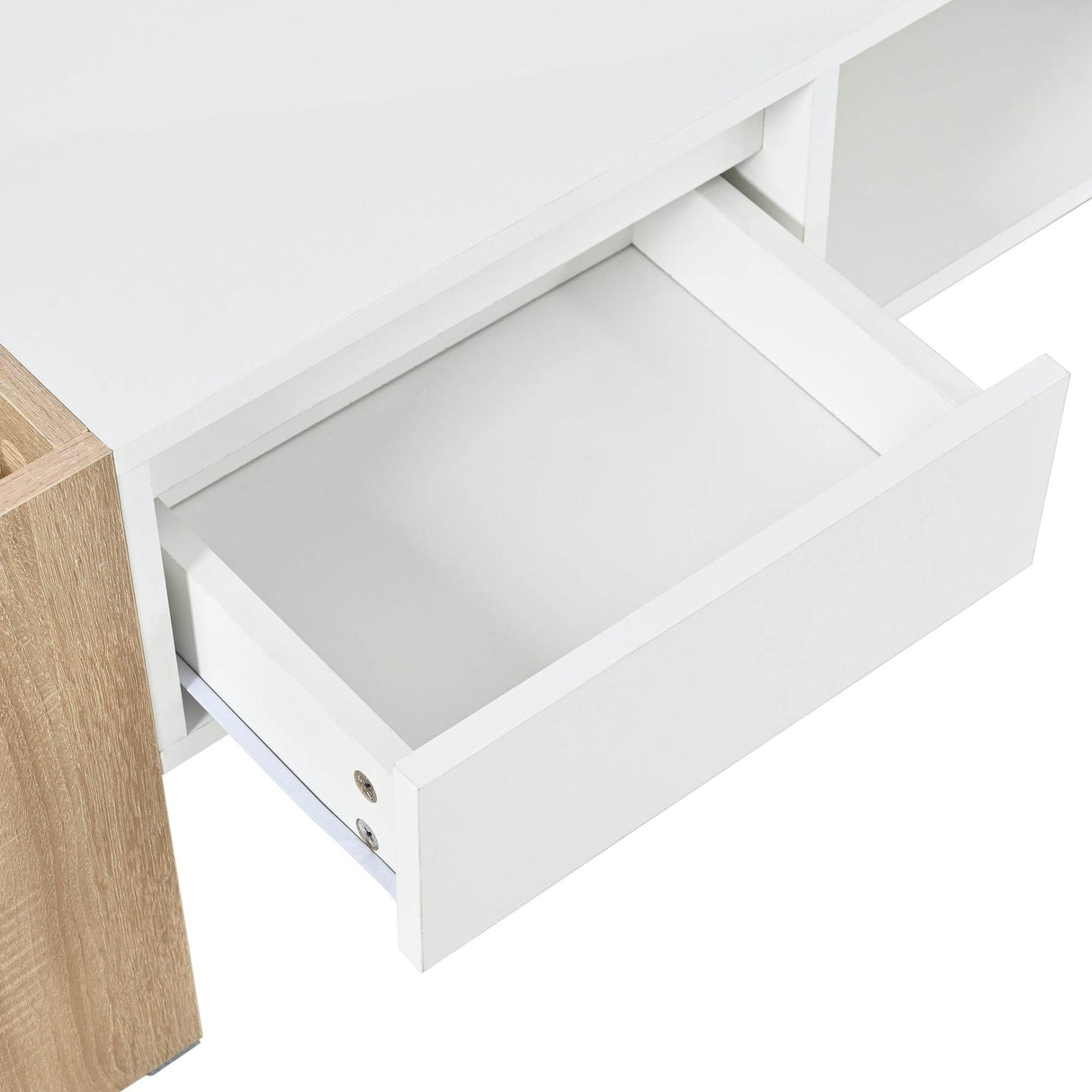High Glossy White Coffee Table With Drawers - Sleep Galleria