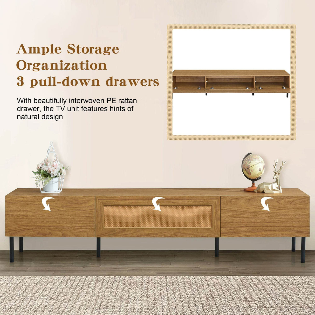 Boho Farmhouse Particle Board TV Stand Cabinet - Sleep Galleria