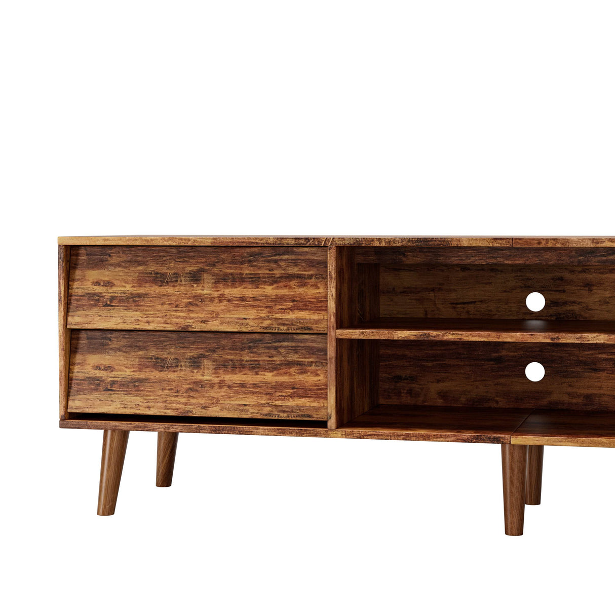 63-Inch Vintage Style Brown MDF TV Stand - Sleep Galleria