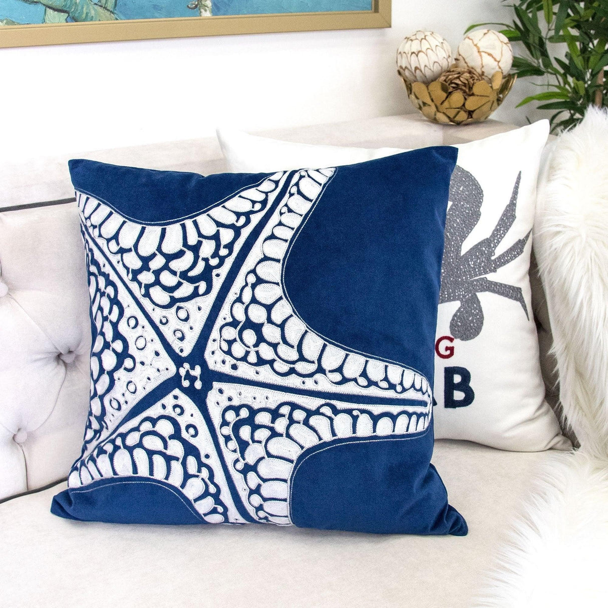 Indigo Polyester Velvet Decorative Square Pillowcase 20x20 - Omega Lifestyles