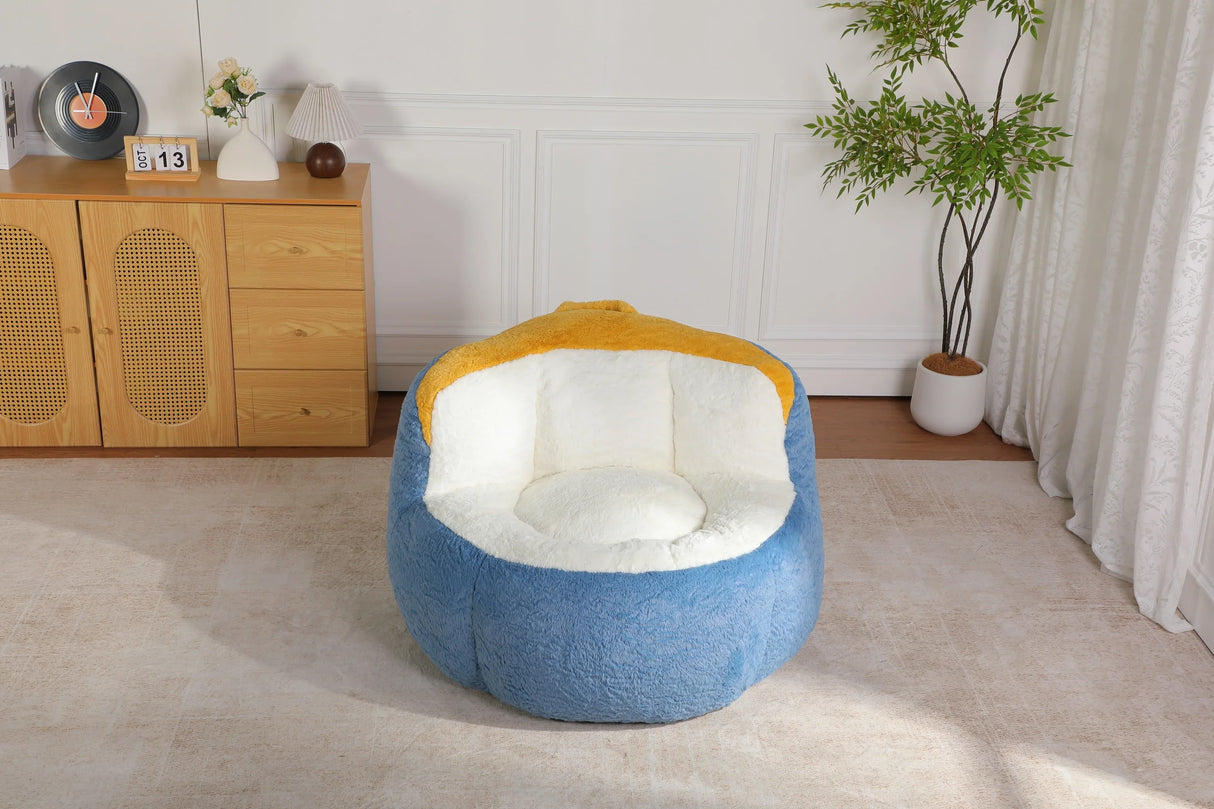 Multicolor Faux Fur Oversized Foam Filled Bean Bag Chair - Omega Lifestyles