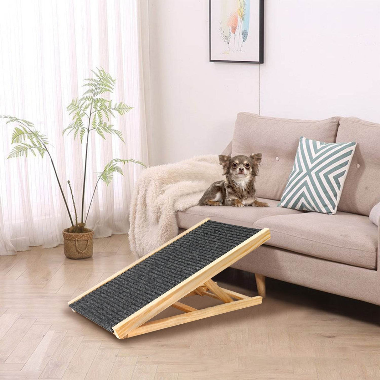 Solid Wood Foldable Dog Ramp With Non-Slip Traction - Sleep Galleria