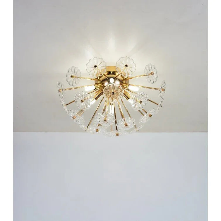 Golden Crystal Flush Mount Ceiling Light Fixture - Omega Lifestyles