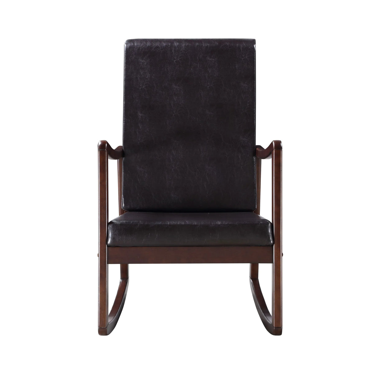 Dark Brown Faux Leather Rocking Chair With Cushion - Omega Lifestyles