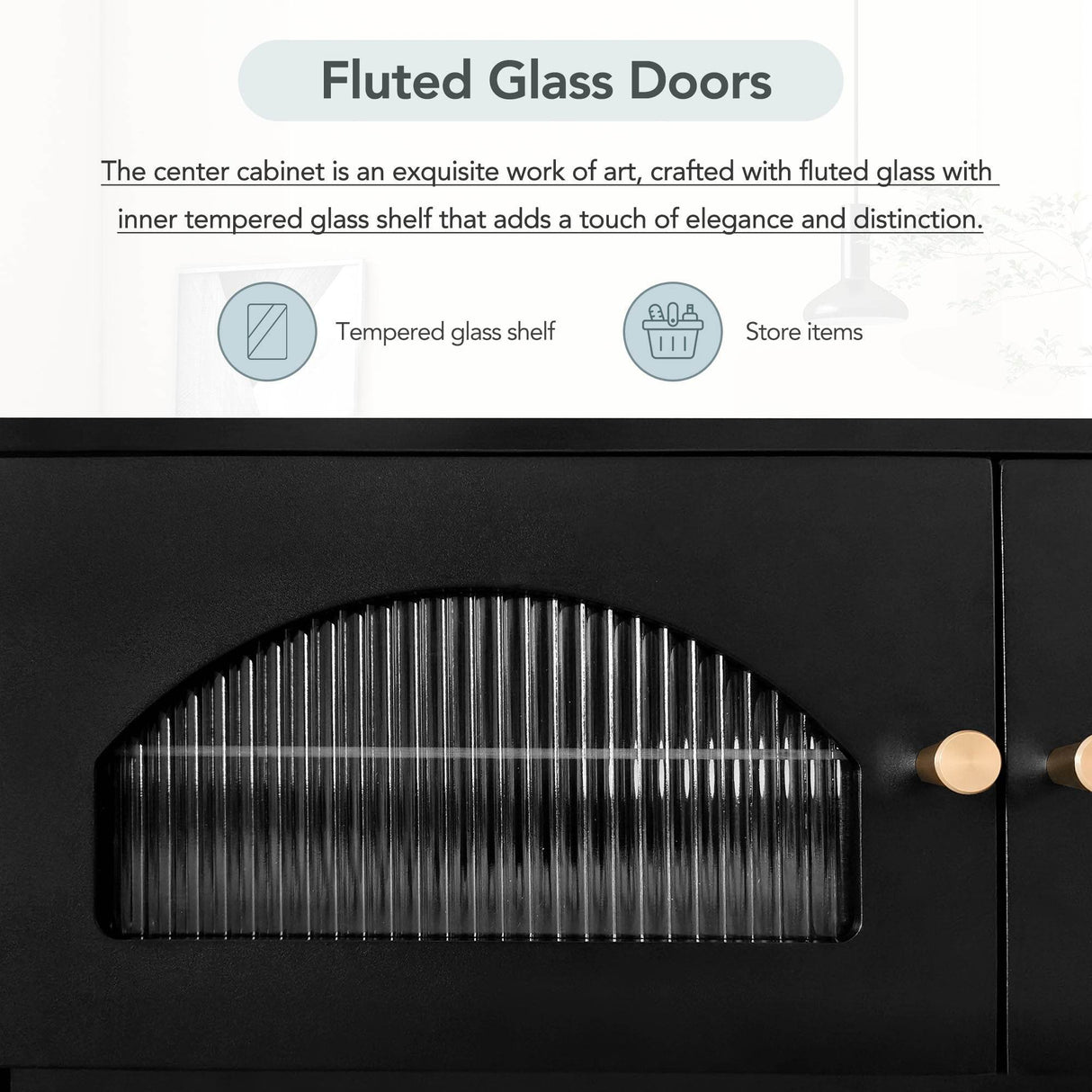 Modern Black Particle Board TV Stand With Storage - Sleep Galleria