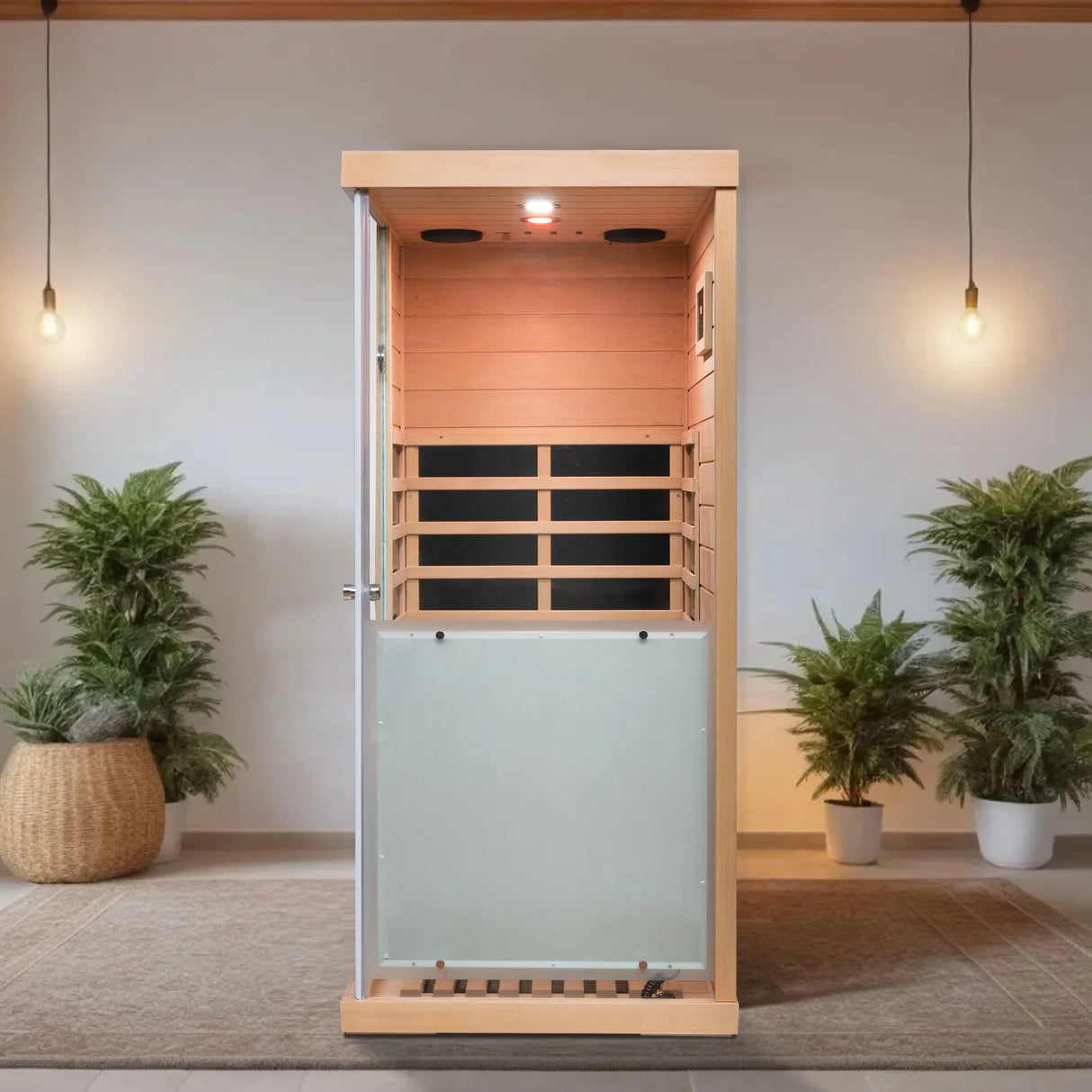 Mini Hemlock Wood Far-Infrared Digital Control Sauna - Omega Lifestyles