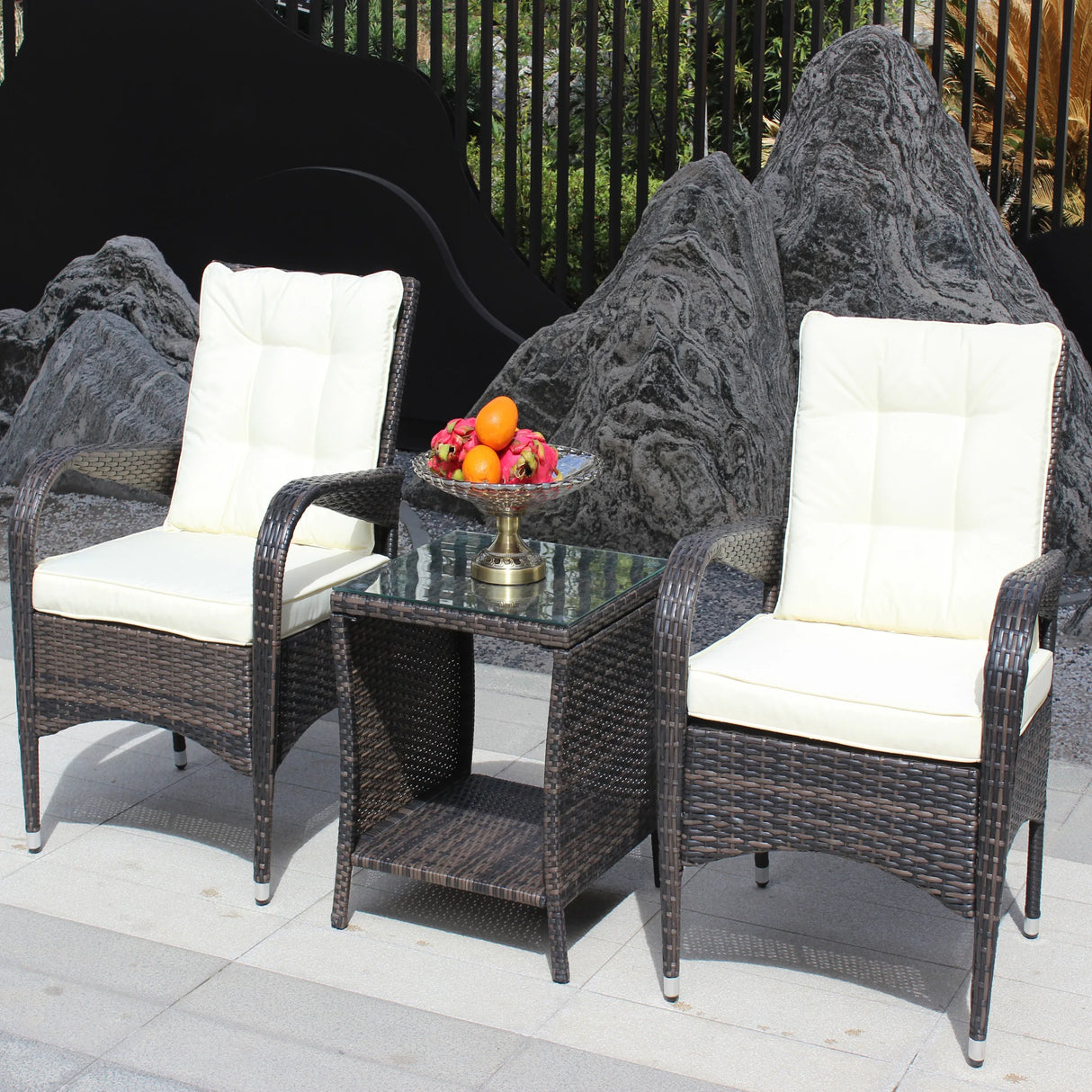 3-Piece Brown Rattan Outdoor Patio Furniture Set - Omega Lifestyles