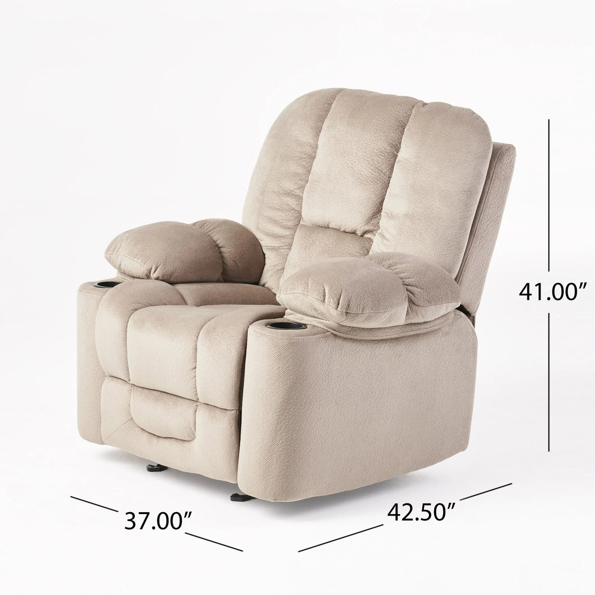 Manual Recliner Chair With Skin-Friendly Fabric And Cup Holders - Omega Lifestyles