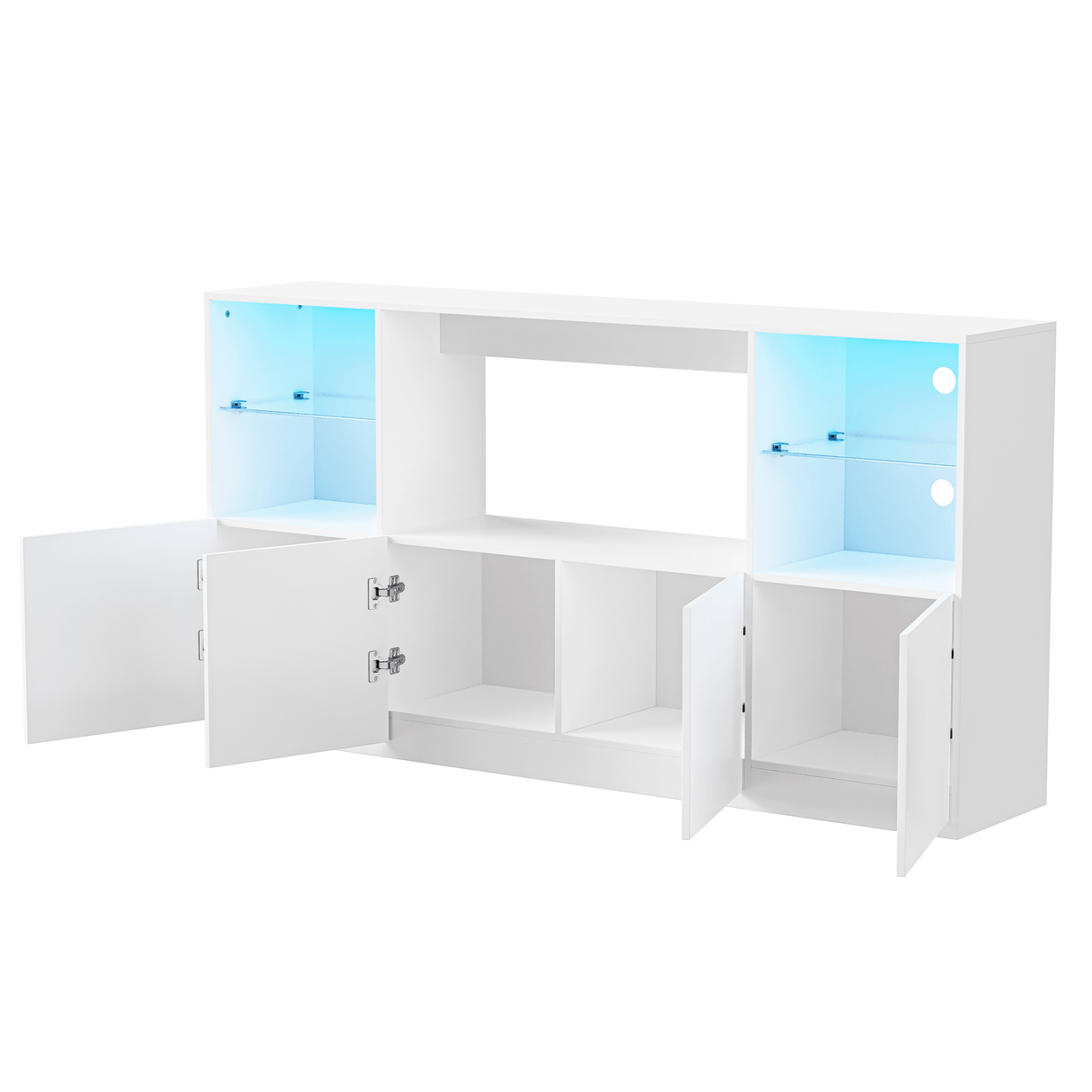 High Gloss White MDF TV Stand With LED Lights - Sleep Galleria