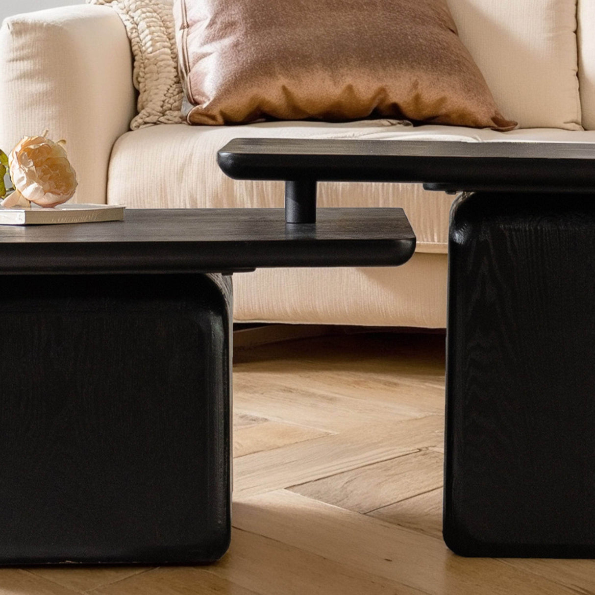 Set Of 2 Vintage Style Square Wood Grain Coffee Tables - Sleep Galleria