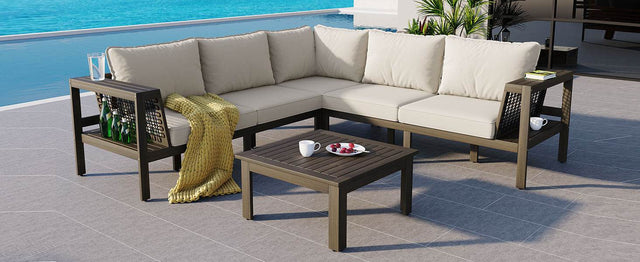 4-Piece Acacia Wood Outdoor Patio Sofa Seating Set - Omega Lifestyles