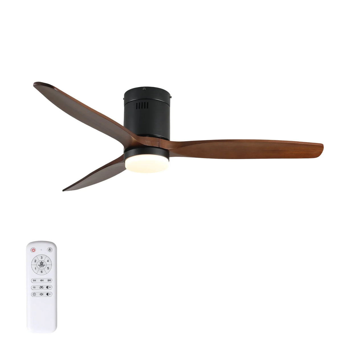 52-Inch Black Dark Walnut Wood Blade Ceiling Fan - Omega Lifestyles