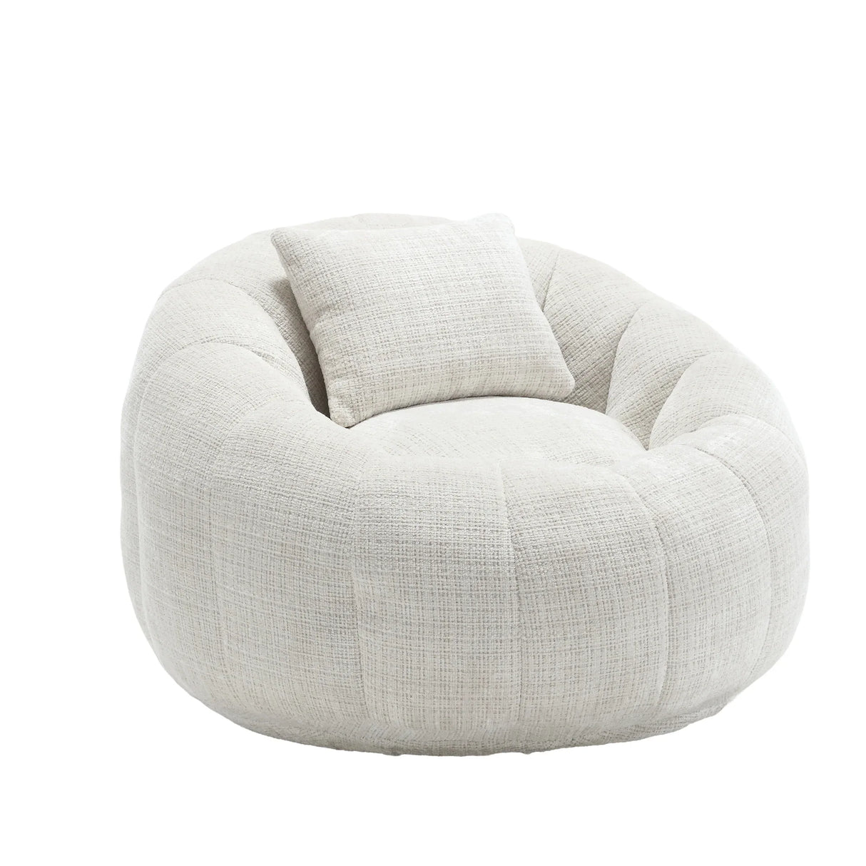 Ergonomic Chenille Foam-Padded Round Chair With Ottoman - Omega Lifestyles