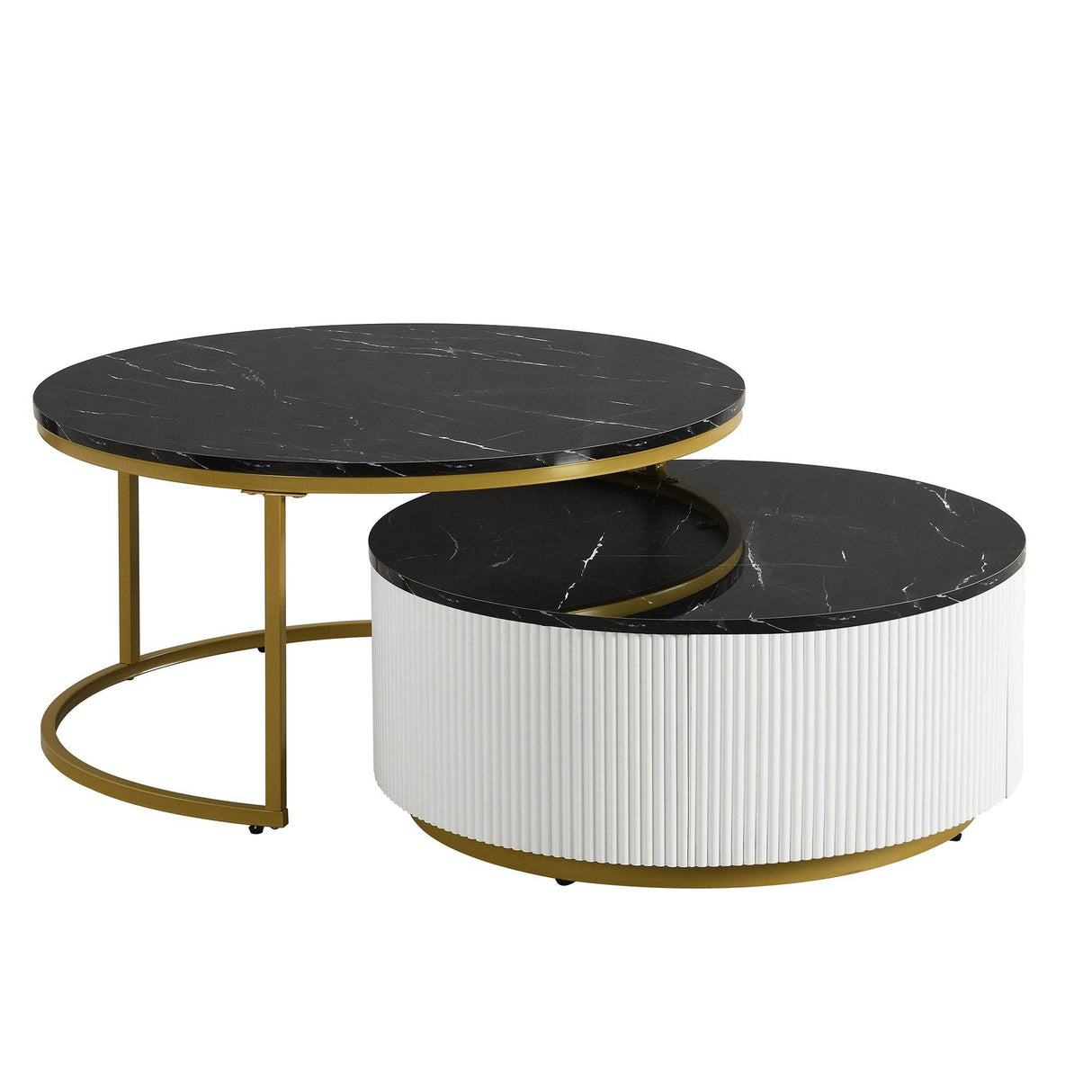 Modern Round Nesting Coffee Table With Drawer - Sleep Galleria