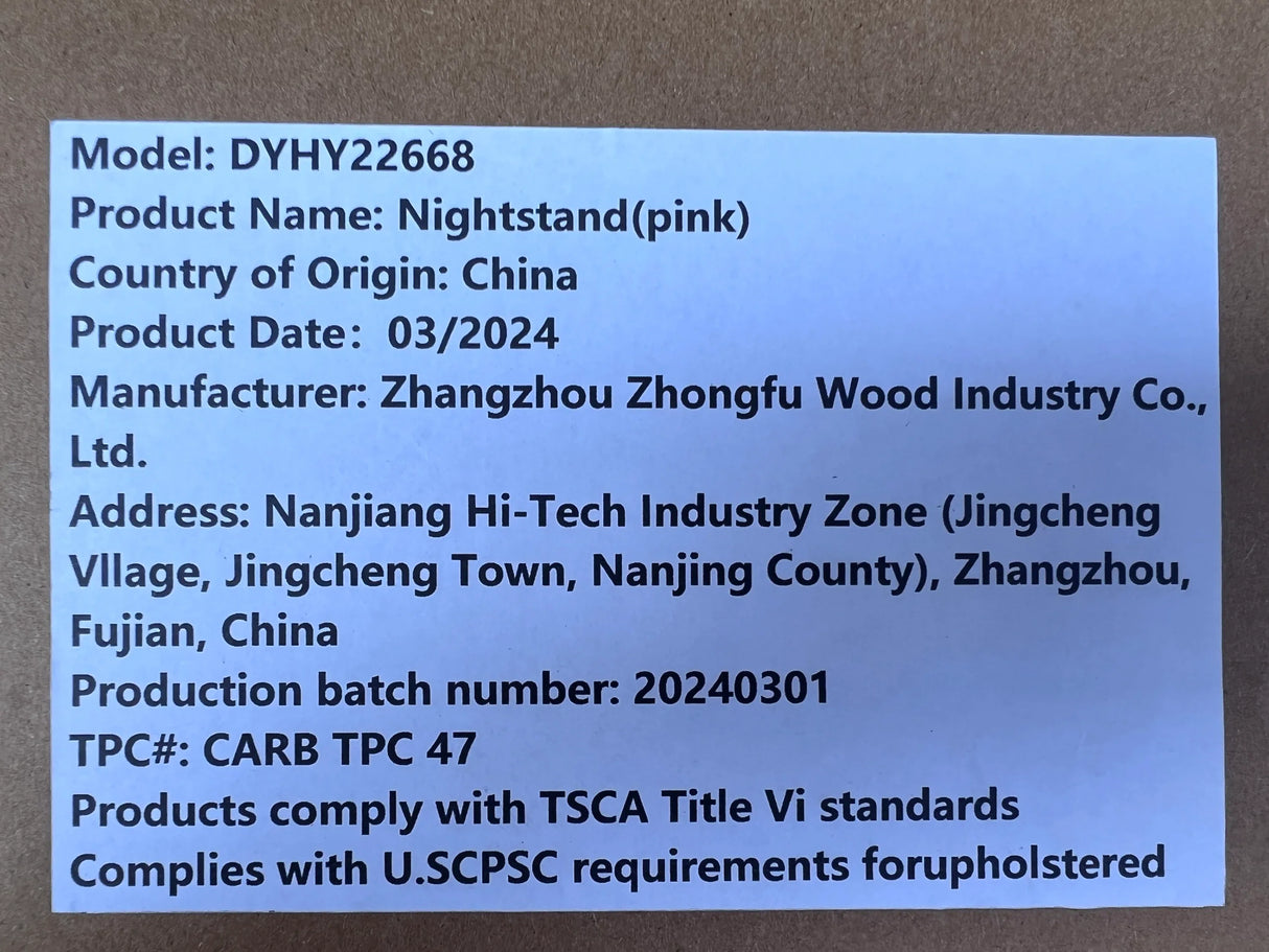 Pink MDF Wooden Nightstand With Drawer And Shelf - Omega Lifestyles