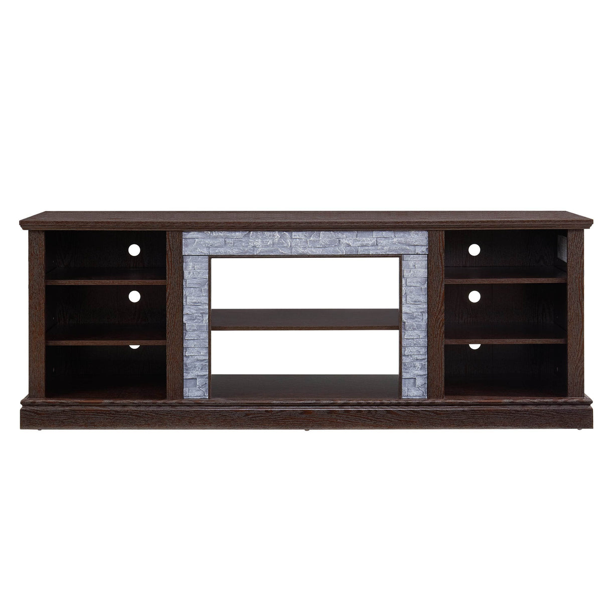 Cherry Faux Stacked Stone TV Stand With Storage Cabinet - Sleep Galleria