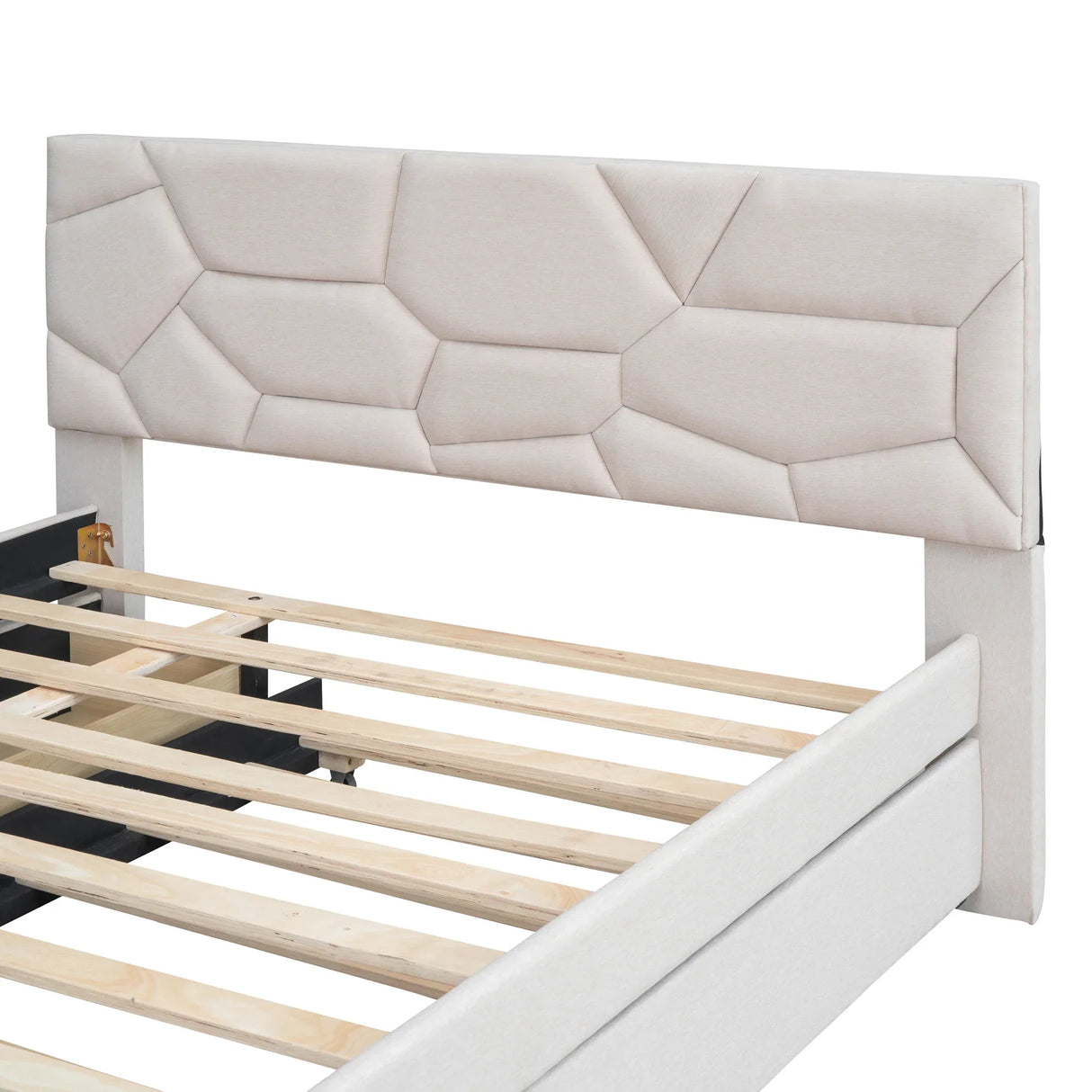 Full Upholstered Platform Bed With Trundle And Drawers Full - Omega Lifestyles