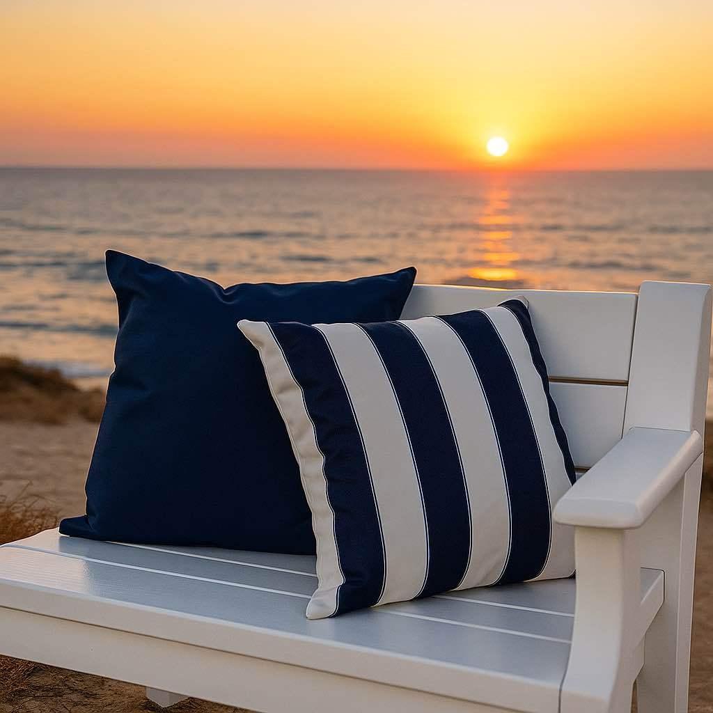Outdoor Navy Weather Resistant Polyester Throw Pillow 20x20 - Omega Lifestyles