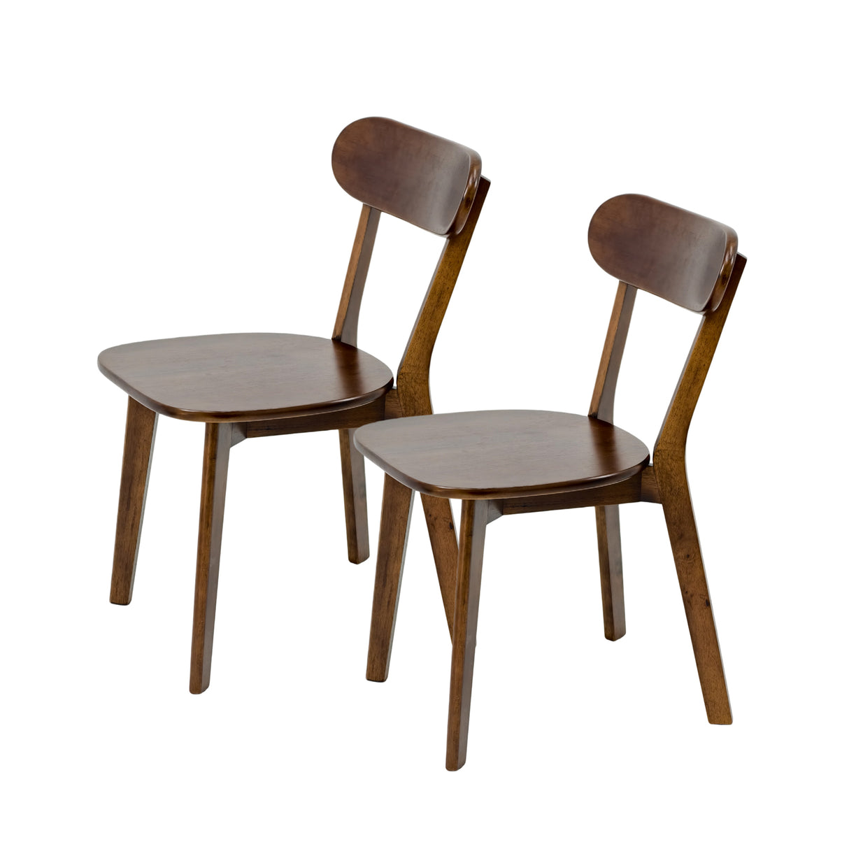 Set of 2 Mid-Century Modern Solid Wood Dining Chairs