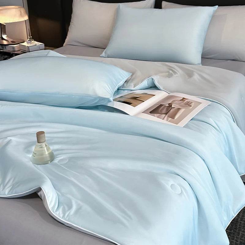 Cooling Blanket Cold Technology Bedding Summer Patchwork Quilts Soft Fashion INS Japan&Korean Green Cold Throws AB Side